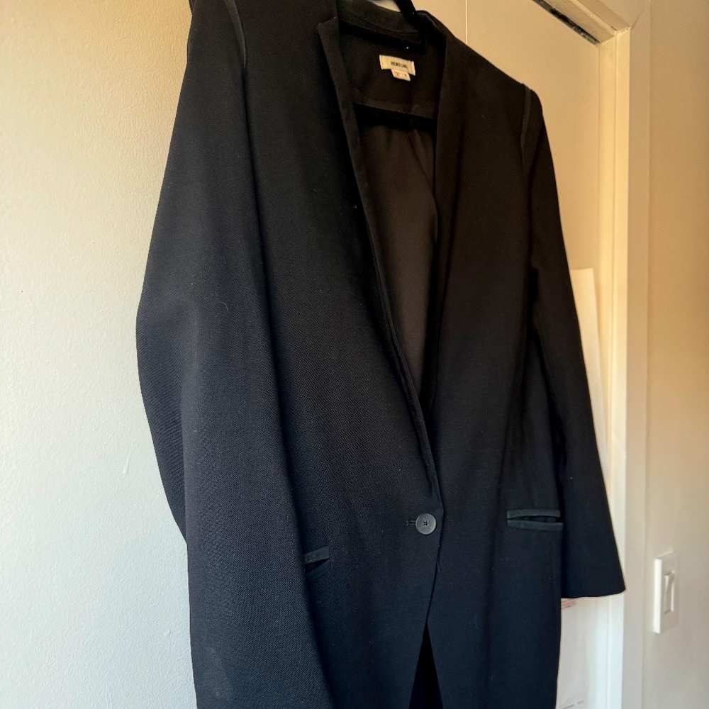 Helmut Lang Black blazer with leather trim